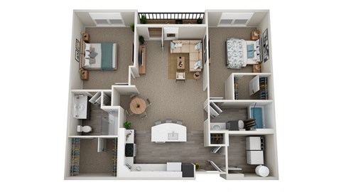 Floor plan for 2 beds, 2 baths, 1177 sqft